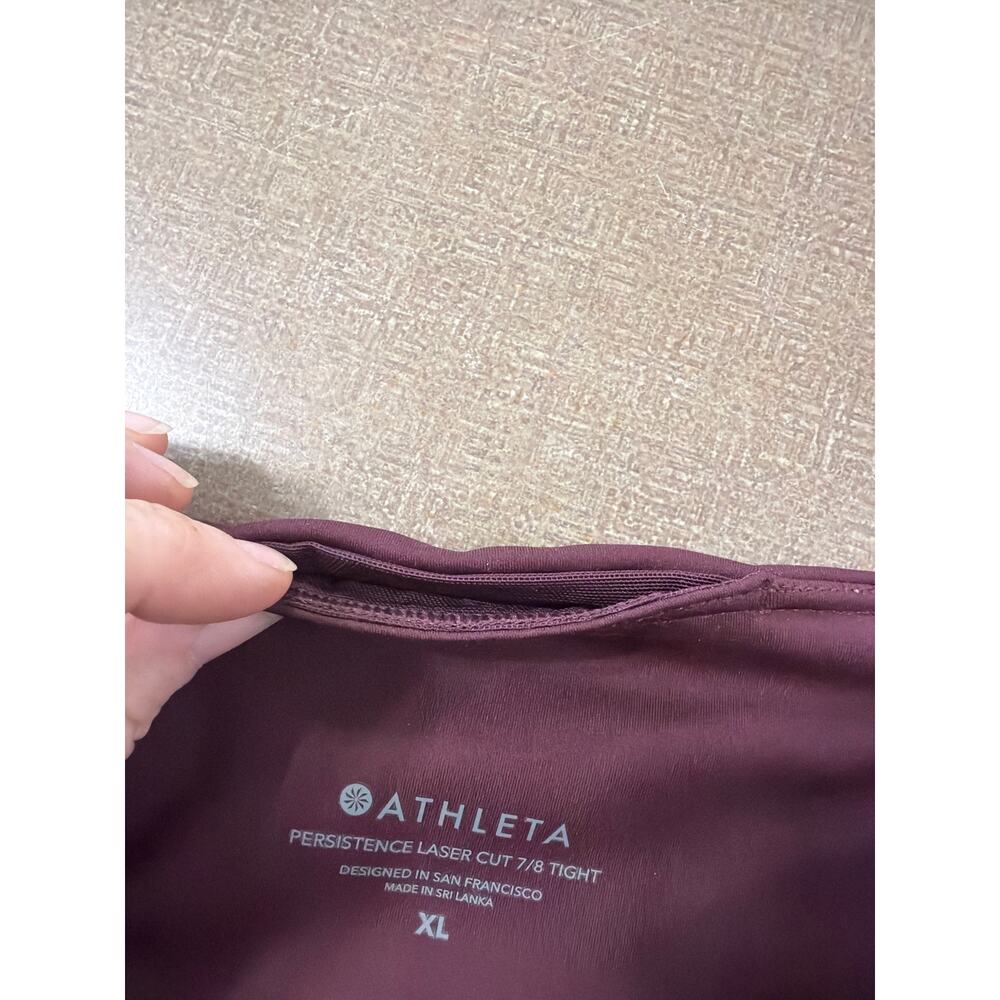 Athleta Persistence Laser cut 7/8 tight maroon leggings women's size XL - Picture 5 of 7